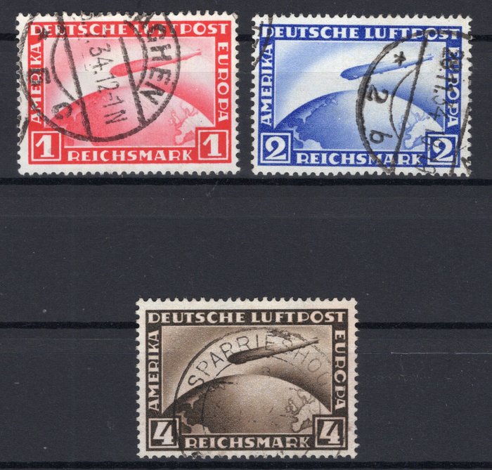 Tyske Kejserrige 1928/1931 - Luftskibs luftpoststempler - Michel 423/424 455