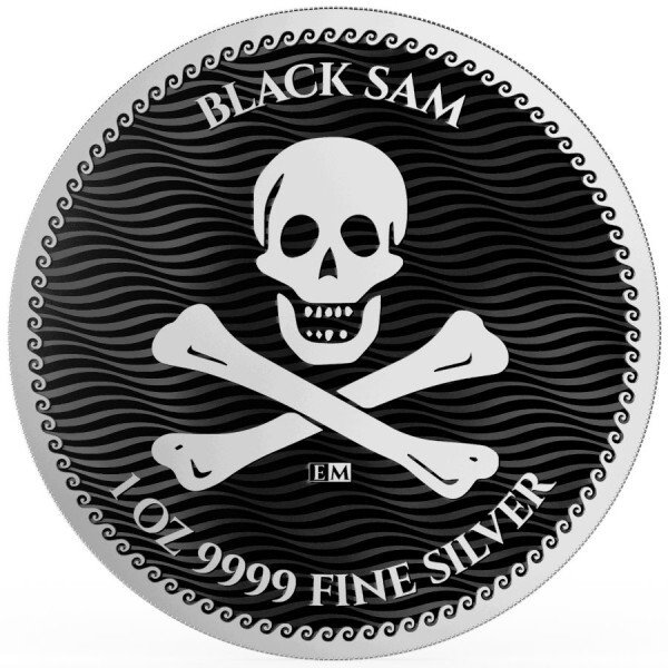 Niue. 5 x 1 oz 2024 $2 NZD Black Sam - Jolly Roger Series Silver Coin BU (In Capsule)