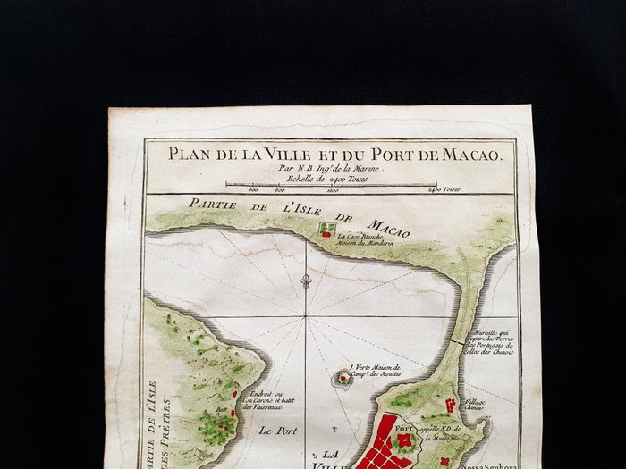 Kina - Asien Kina Macau Pearl River; La Haye / P de Hondt / JN Bellin - Plan de la Ville et du Port de Macao - 1721-1750