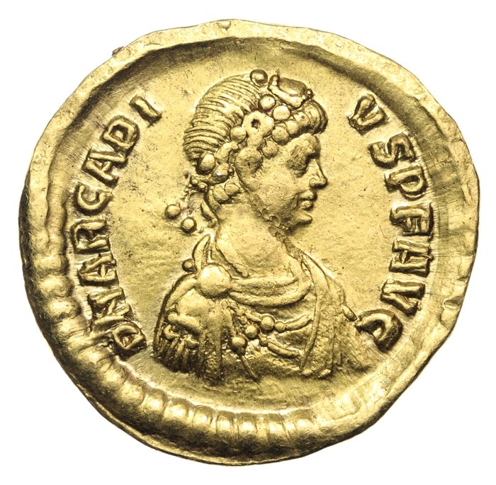 Romarriket. Arcadius (AD 383-408). Solidus (21m; 4.38g; 12h) Rome mint 383-388 AD / RIC IX, 67d.5; Rare