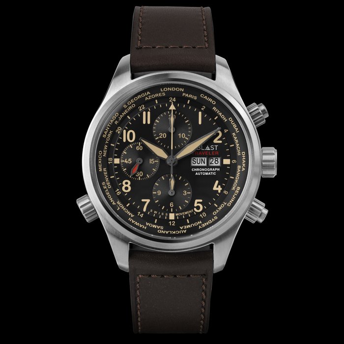 Ublast - Traveler Chronograph World Time - REFUBTRCH47BN - Automatic Swiss - Mænd - Ny