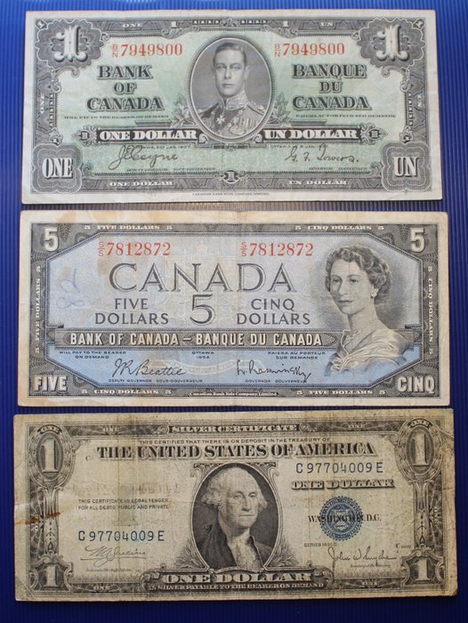 Canada, Förenta staterna. - 17 Banknotes - various dates  (Ingen mindstepris)