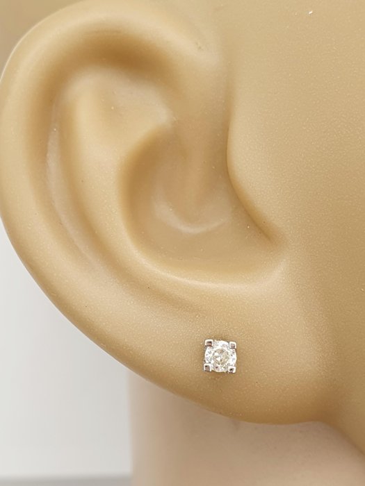 Ingen mindstepris - Øreringe - 14 karat Hvidguld -  0.24ct. tw. Diamant (Natur)