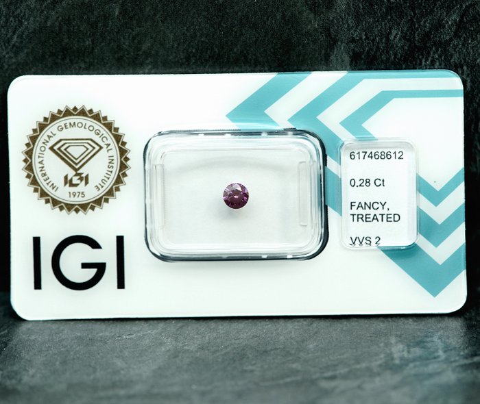 1 pcs Diamant  (Farvebehandlet)  - 0.28 ct - VVS2 - International Gemological Institute (IGI)