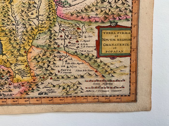 Colombia - Panama, Venezuela og Ecuador; Gerardus Mercator, Jodocus Hondius and Johannes Cloppenburgh - Terra Firma et Novum Regnum Granatense et Popaian - 1621-1650