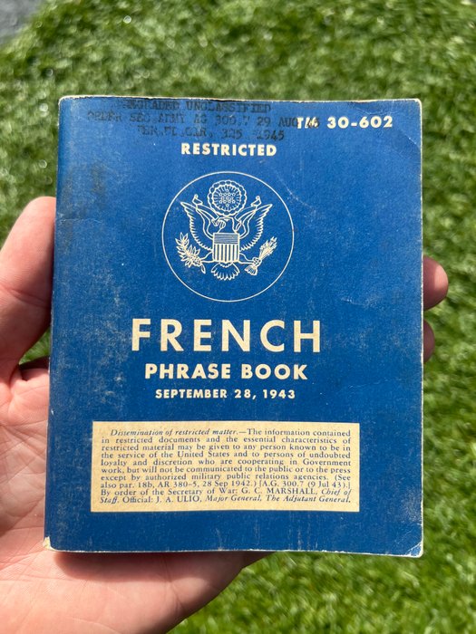 Official WW2 US Army Soldiers French Language Guide - Airborne - Ranger - D-Day - Invasion of Normandy - France liberation - Infantry - 1943