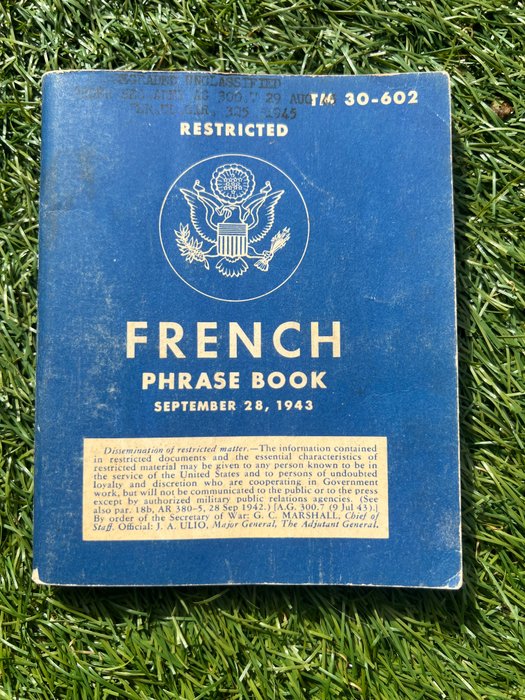 Official WW2 US Army Soldiers French Language Guide - Airborne - Ranger - D-Day - Invasion of Normandy - France liberation - Infantry - 1943