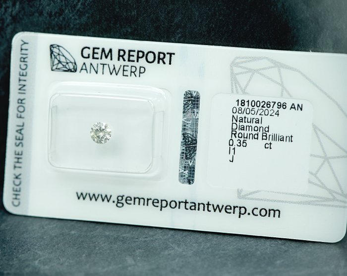 1 pcs Diamant  (Natur)  - 0.35 ct - J - I1 - Gem Report Antwerp (GRA)