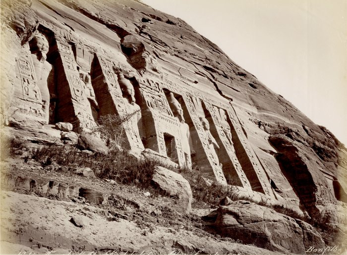 Felix Bonfils - (Abou Simbel, Egypt) The Abou Simbel small temple (Nefertari's temple of Hathor), Egypt, 1890´s