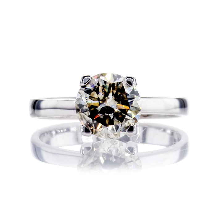 Ingen mindstepris - Forlovelsesring - 14 karat Hvidguld -  1.51ct. tw. Diamant (Naturfarvet)