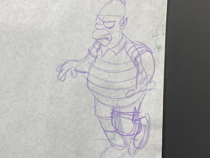 The Simpsons - 1 Original animationstegning af Homer Simpson fra afsnit 4, første sæson (1990)