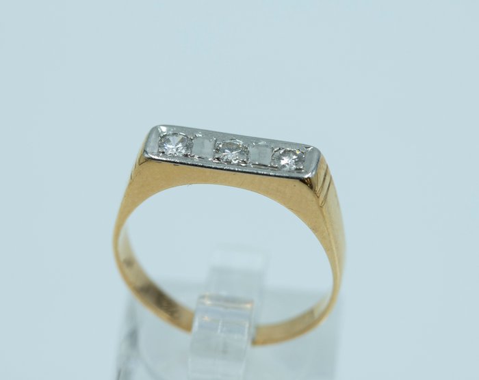 Ring - 18 kraat Gulguld Platin Diamant (Natur)