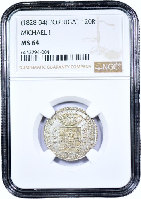 Portugal. D. Miguel I (1828-1834). 6 Vinténs (120 Reis) - NGC - MS 64 - Rara