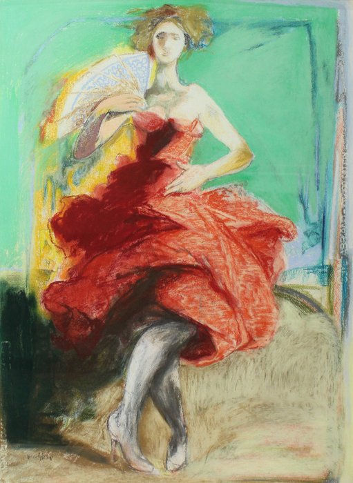 Ennio Calabria (1937-2024) - Donna in rosso