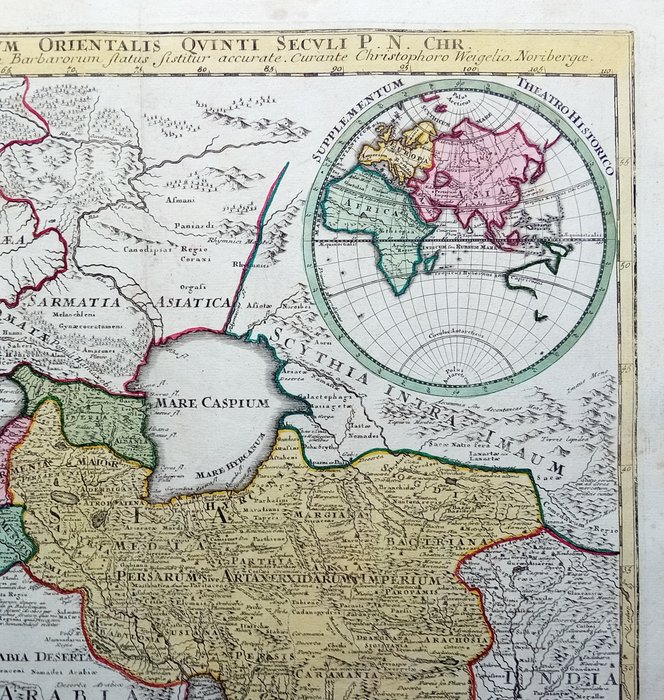 Middle East - Tyrkiet Syrien Hellig Land Libanon Armenien Iran Irak Sortehavet Romerriget; C. Weigel - Scena Historiarum Orientalis Qunti Seculi - 1720