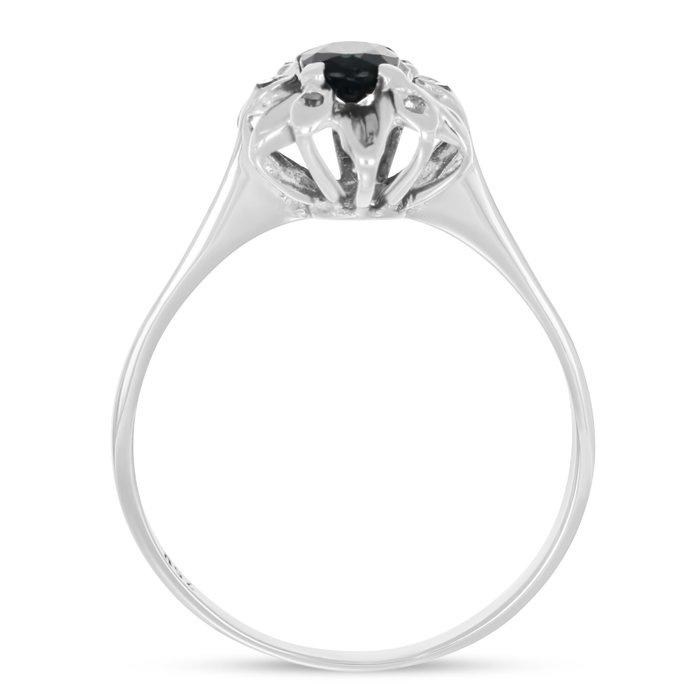 Ring - 18 kraat Hvidguld -  0.56ct. tw. Safir - Diamant