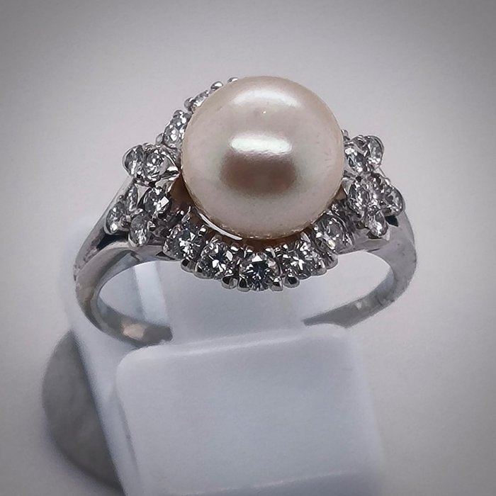 Cocktailring - 18 kraat Hvidguld -  0.70ct. tw. Diamant (Natur)  - Diamant - Unik Pearl Dia Ring 56