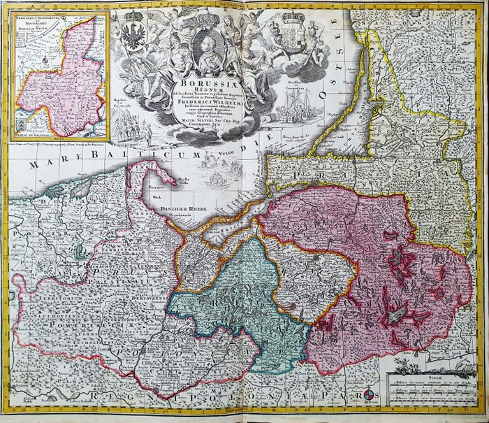 Europa - Polen / Nordøsteuropa / Preussen / Østersøen / Riga-bugten / Litauen; Matthaus Seutter - Borussiae Regnum - 1721-1750