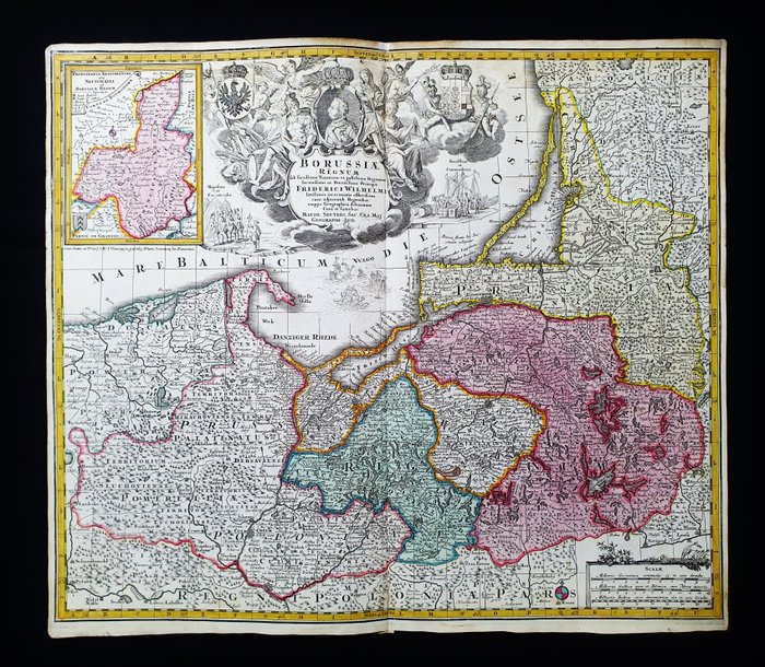 Europa - Polen / Nordøsteuropa / Preussen / Østersøen / Riga-bugten / Litauen; Matthaus Seutter - Borussiae Regnum - 1721-1750