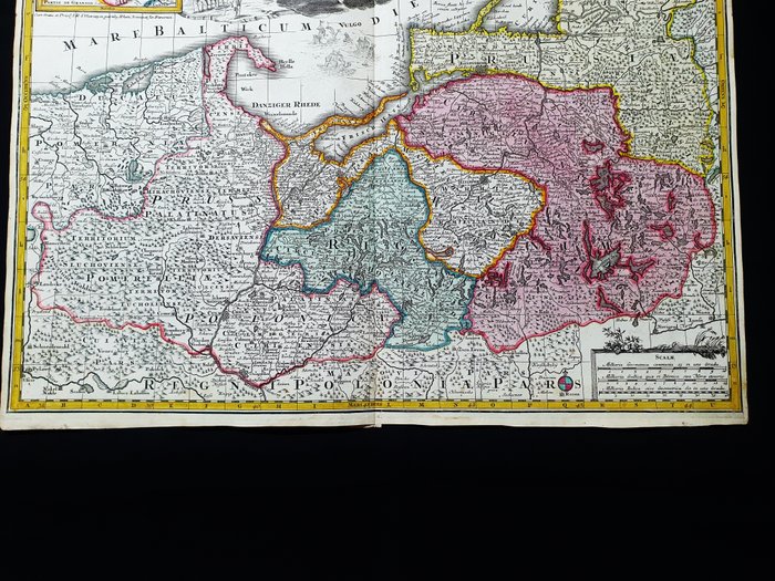 Europa - Polen / Nordøsteuropa / Preussen / Østersøen / Riga-bugten / Litauen; Matthaus Seutter - Borussiae Regnum - 1721-1750