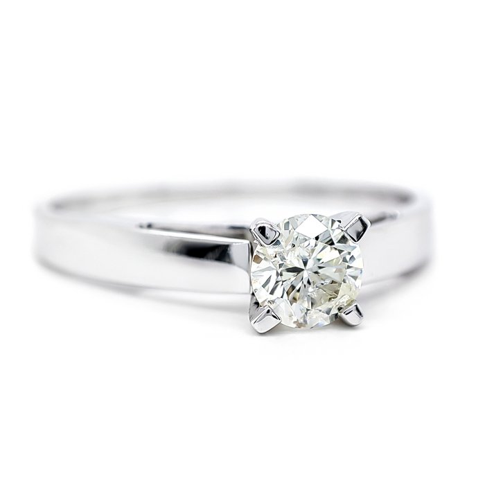 Ring - 14 karat Hvidguld -  0.33ct. tw. Diamant (Naturfarvet)