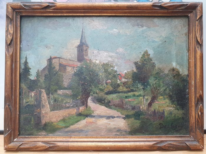 Charles-François Daubigny (1817-1878), Attributed to - Scène champêtre (entrée de village en région parisienne)