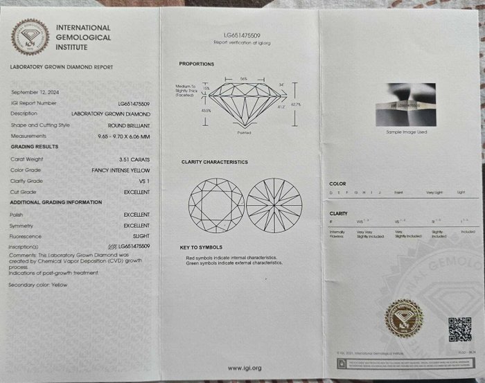 Ring Platin -  3.91ct. tw. Gul Diamant (Laboratoriedyrket diamant i fancy farver) - Diamant