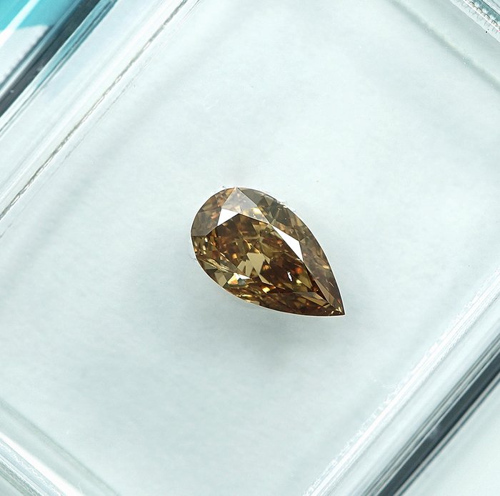 1 pcs Diamant  (Naturfarvet)  - 0.39 ct - Fancy deep Brunlig Gul - SI2 - International Gemological Institute (IGI)