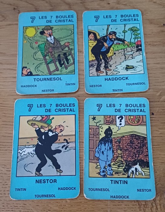 Tintin - Jeu des 7 Familles Nesquik + Jeu de 7 Familles Tintin Hemma + 2 Boites de 2 jeux de cartes à jouer - 4 Album - Første udgave - 1975/2010