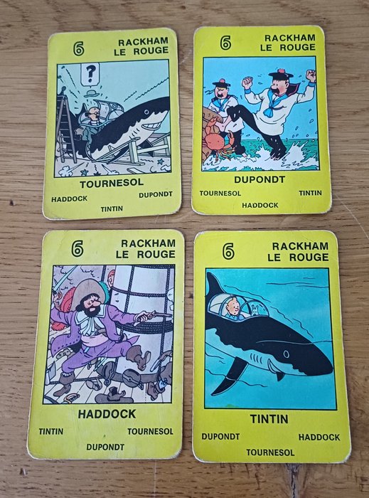 Tintin - Jeu des 7 Familles Nesquik + Jeu de 7 Familles Tintin Hemma + 2 Boites de 2 jeux de cartes à jouer - 4 Album - Første udgave - 1975/2010