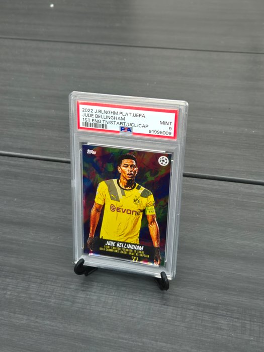 2022 Topps J.B. Platinum UEFA Jude Bellingham 1st Teenage UCL Captain PSA 9 Graded card