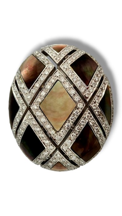 Broche - 18 kraat Gulguld, Smuk fransk 18K guld- og diamantbroche -  2.40ct. tw.