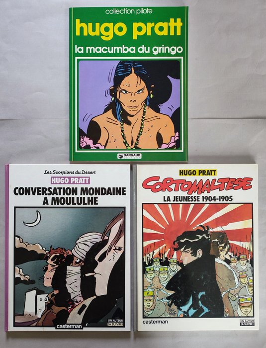 Hugo Pratt - La Macumba du gringo + Corto Maltese, la jeunesse + Conversation mondaine à Moululhe - 2x C + B - 3 Albums - Første udgave - 1978/1984