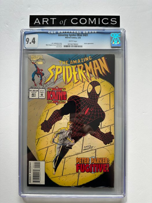 The Amazing Spider-Man #401 - Kaine Appearance - CGC Graded 9.4 - Very High Grade!! - White Pages!! - 1 Graded comic - Første udgave - 1995