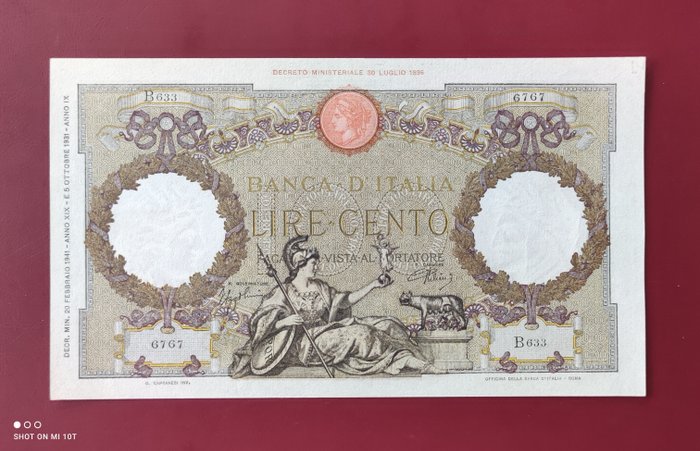 Italien. - 100 Lire 20/02/1941 - Gigante BI 19/27; Pick 55  (Ingen mindstepris)