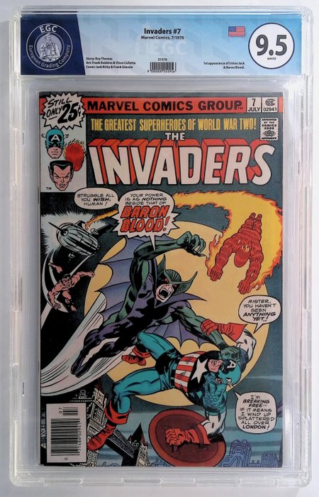 Invaders #4, 7 - 1st appearance of Union Jack  Baron Blood - EGC graded 9.0, 9.5 - 2 Graded comic