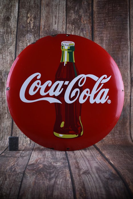 Sign - Coca Cola - enamel sign - vintage US memorabilia; No Reserve