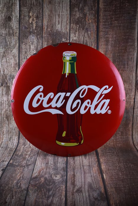 Sign - Coca Cola - enamel sign - vintage US memorabilia; No Reserve