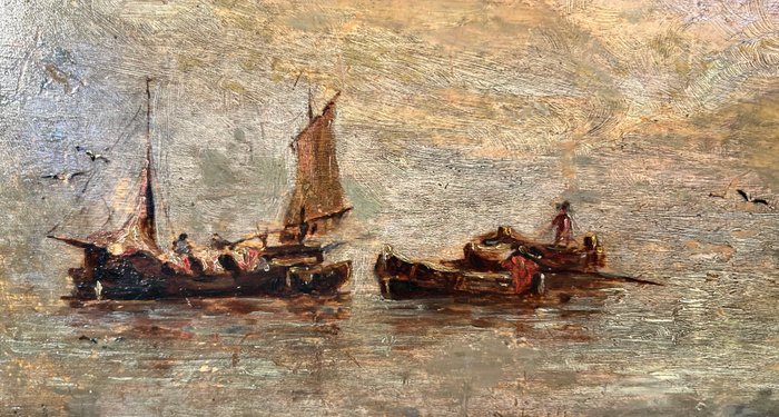 Pompeo Mariani (1857–1927), Attributed to - Marina con barche