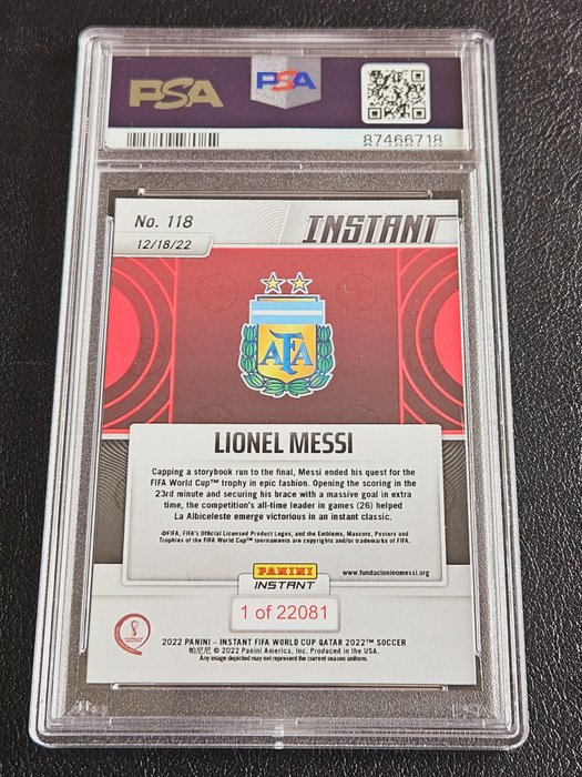 2022 Panini Instant World Cup Lionel Messi #118 PSA 9 Graded card