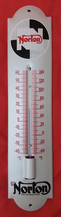 Emaljeplade - Gammelt metal emaljetermometer fra Norton