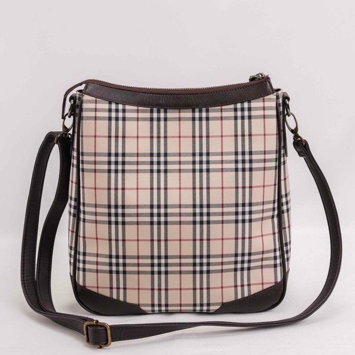 Burberry - Burberry Messenger Crossbody in Brown Leather  Nova Check Canvas - Skuldertaske