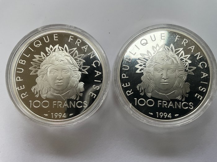 Frankrig 10 Francs 1994 Jeux Olympiques 2 monnaies Proof  (Ingen mindstepris)