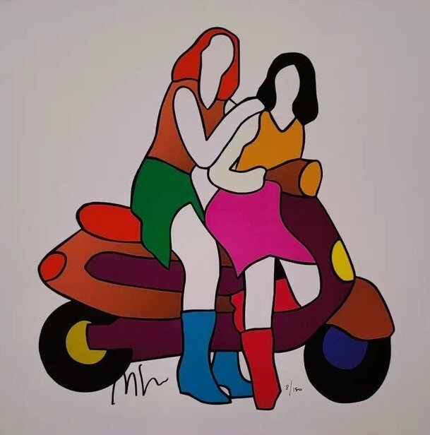 Marco Lodola (1955) - Amiche in vespa