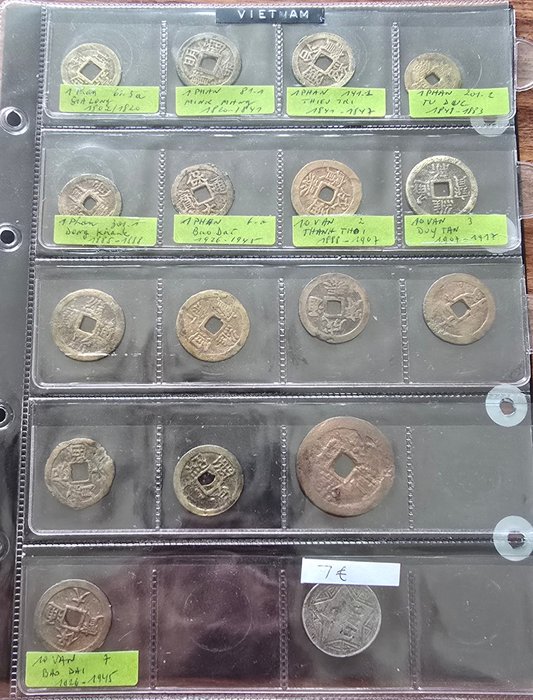 Vietnam. 19th century, Lot of 17 coins  (Ingen mindstepris)