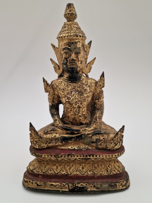 Buddha bronze 21 cm - Rattanakosin bladguld - Thailand