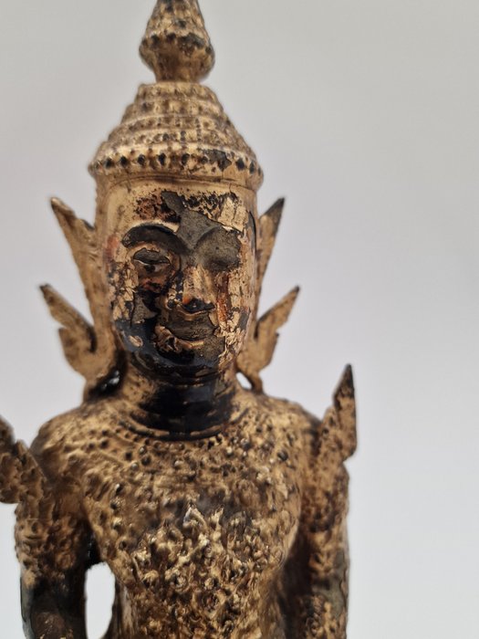 Buddha bronze 21 cm - Rattanakosin bladguld - Thailand