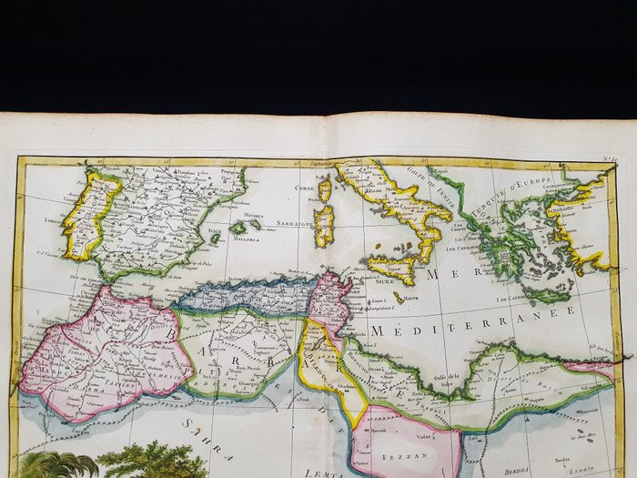 Afrika - Middelhavslande / Nordafrika / Marokko / Italien / Sicilien / Spanien / Sardinien / Grækenland; G. Rizzi Zannoni / Janvier / Lattre - Carte des Cotes de Barbarie, ou Royaumes de Maroc, de Fez, de Tunis, et de Tripoli - 1761-1780