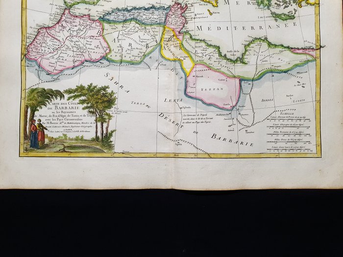 Afrika - Middelhavslande / Nordafrika / Marokko / Italien / Sicilien / Spanien / Sardinien / Grækenland; G. Rizzi Zannoni / Janvier / Lattre - Carte des Cotes de Barbarie, ou Royaumes de Maroc, de Fez, de Tunis, et de Tripoli - 1761-1780