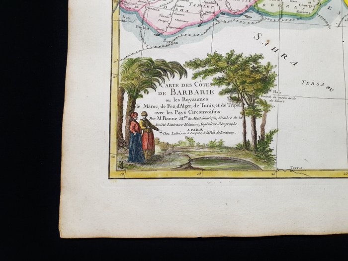 Afrika - Middelhavslande / Nordafrika / Marokko / Italien / Sicilien / Spanien / Sardinien / Grækenland; G. Rizzi Zannoni / Janvier / Lattre - Carte des Cotes de Barbarie, ou Royaumes de Maroc, de Fez, de Tunis, et de Tripoli - 1761-1780